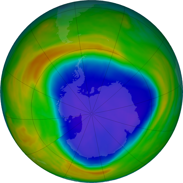 Antarctic ozone map for 18 September 2024